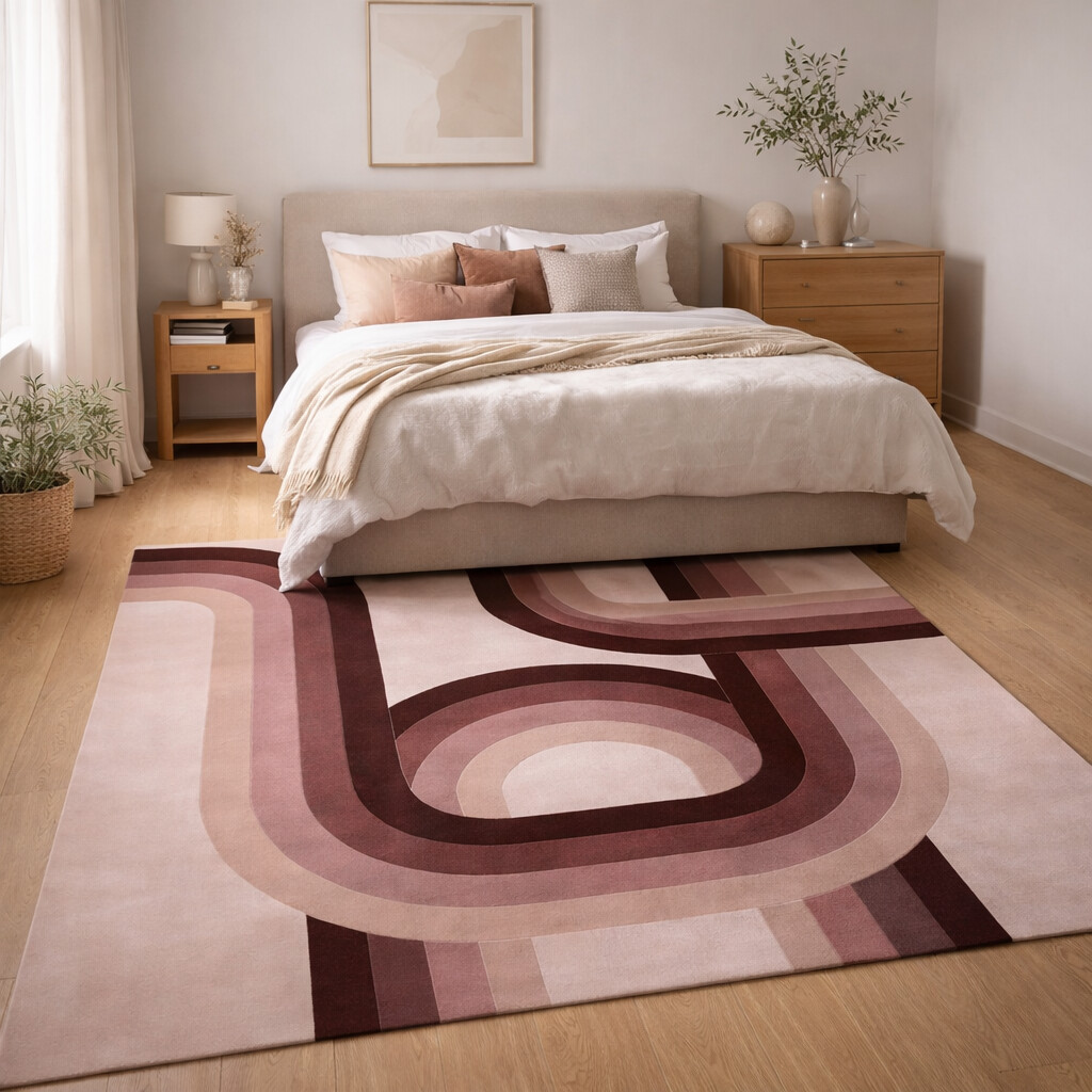 Round Arch Rug Blush Toned Modern Arch Rug | Hand Tufted Wool Rug