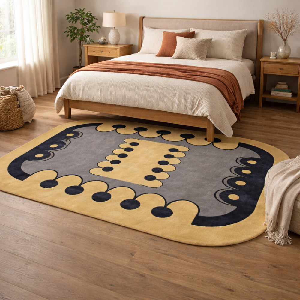 Image of Artistic Modern Rug with Abstract Border