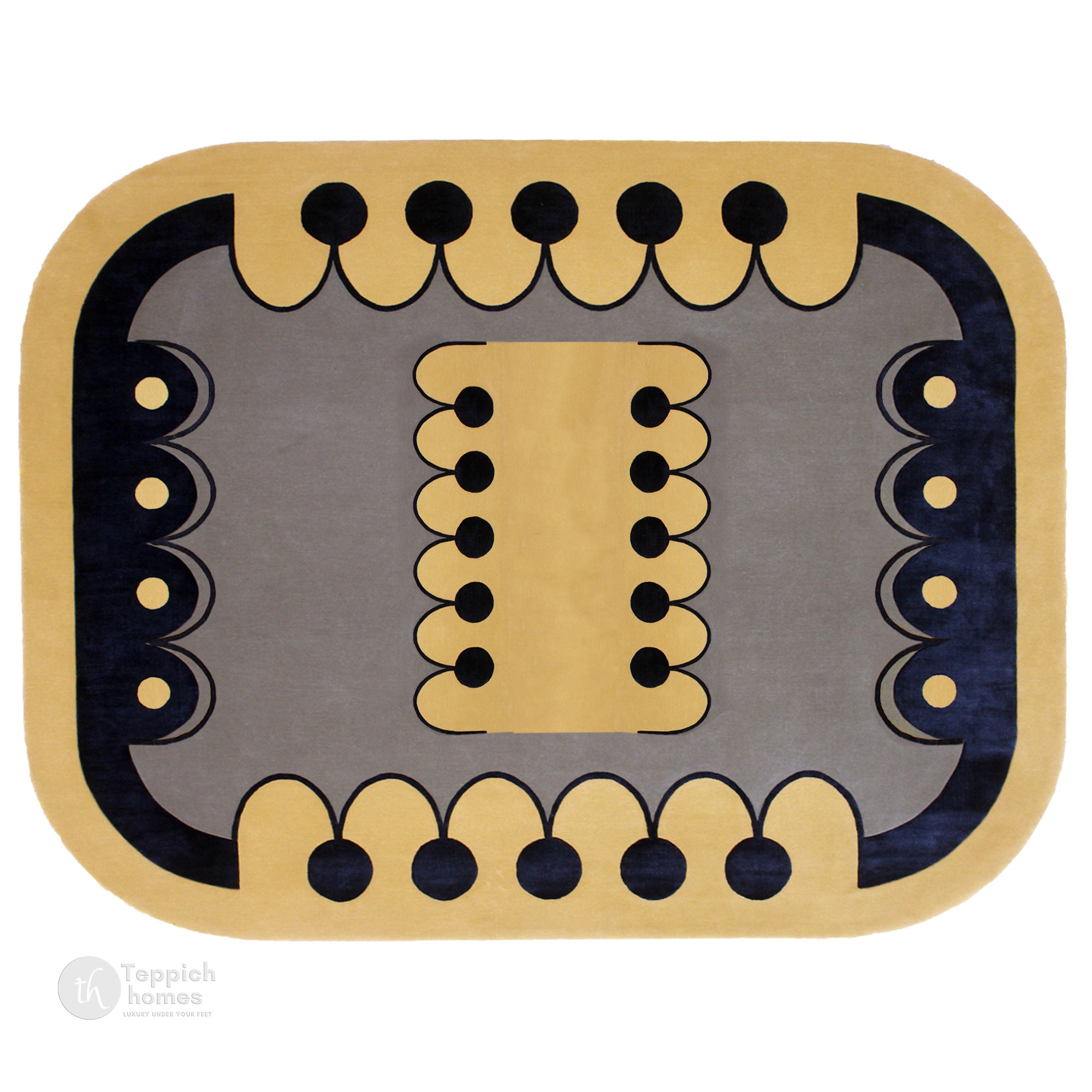 Artistic Modern Rug with Abstract Border