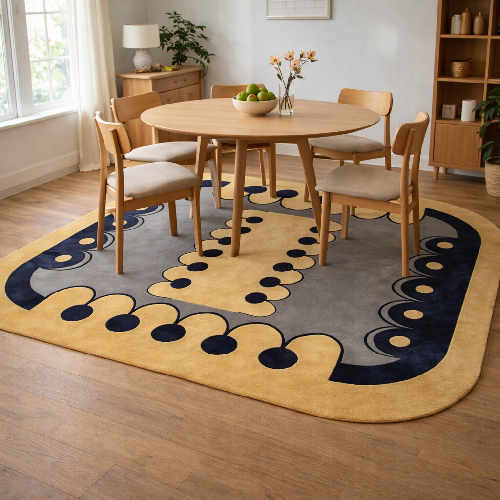Artistic Modern Rug with Abstract Border
