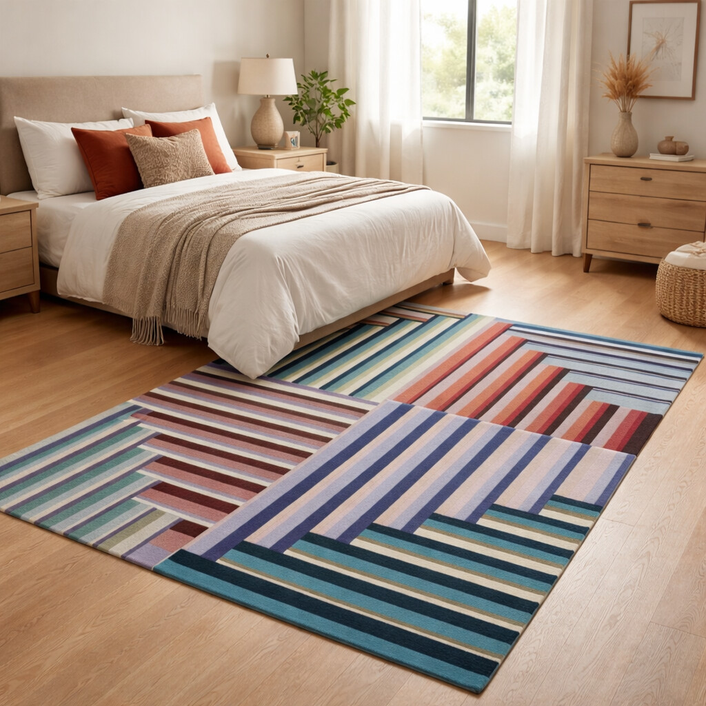 Vibrant Patchwork Striped Rug