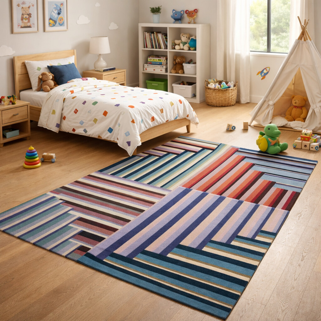 Vibrant Patchwork Striped Rug