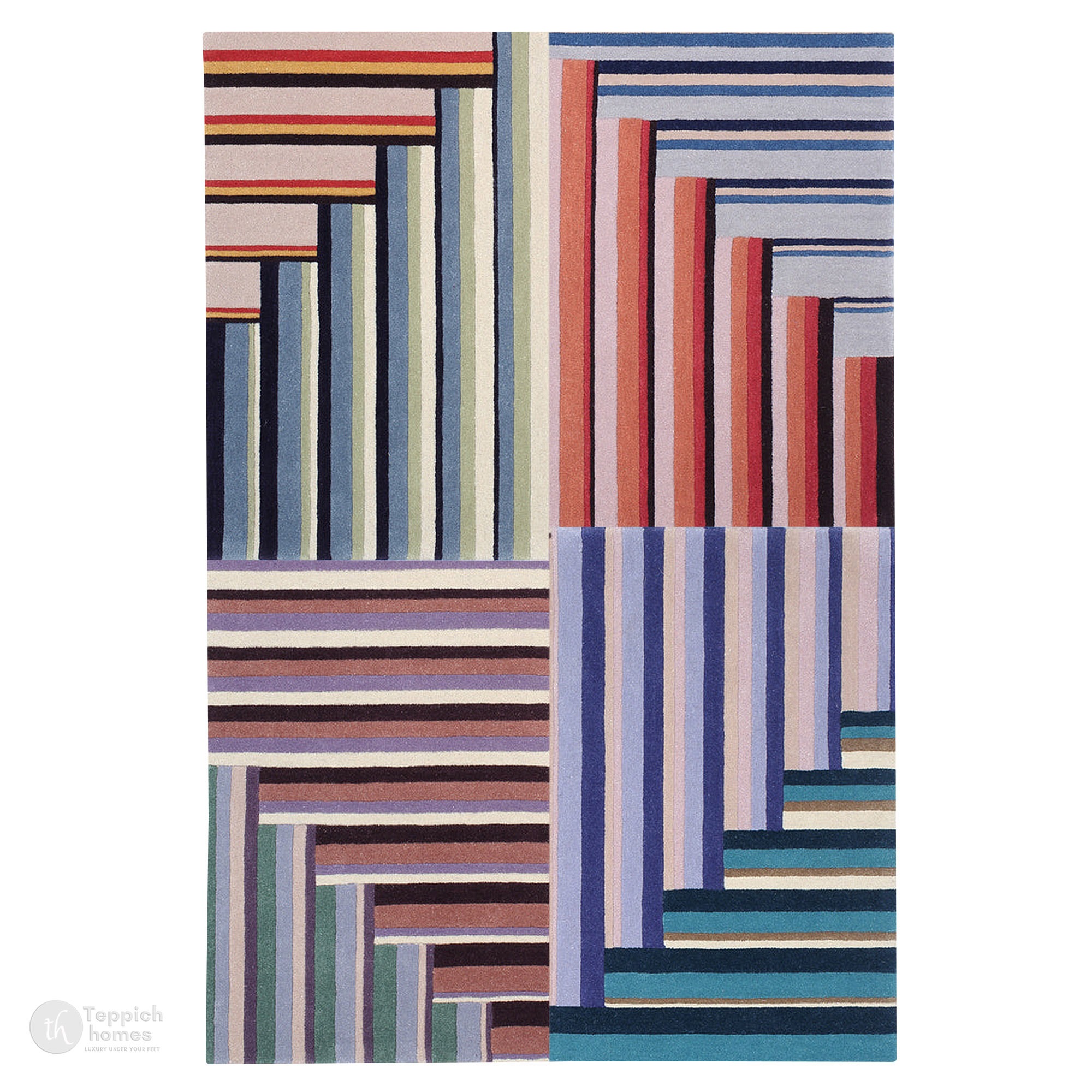 Vibrant Patchwork Striped Rug