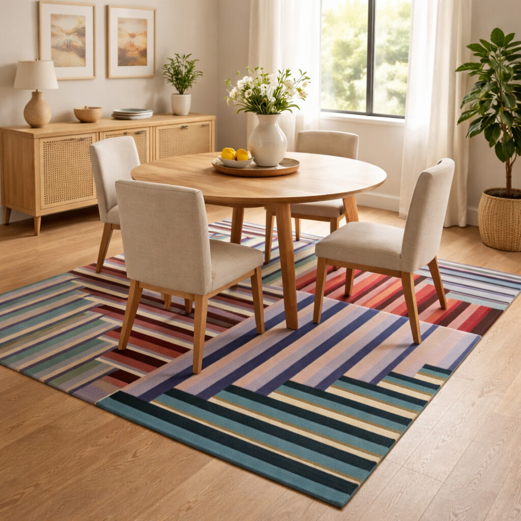 Vibrant Patchwork Striped Rug
