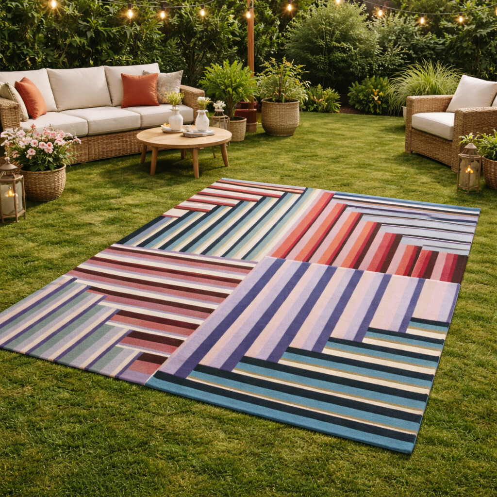 Vibrant Patchwork Striped Rug