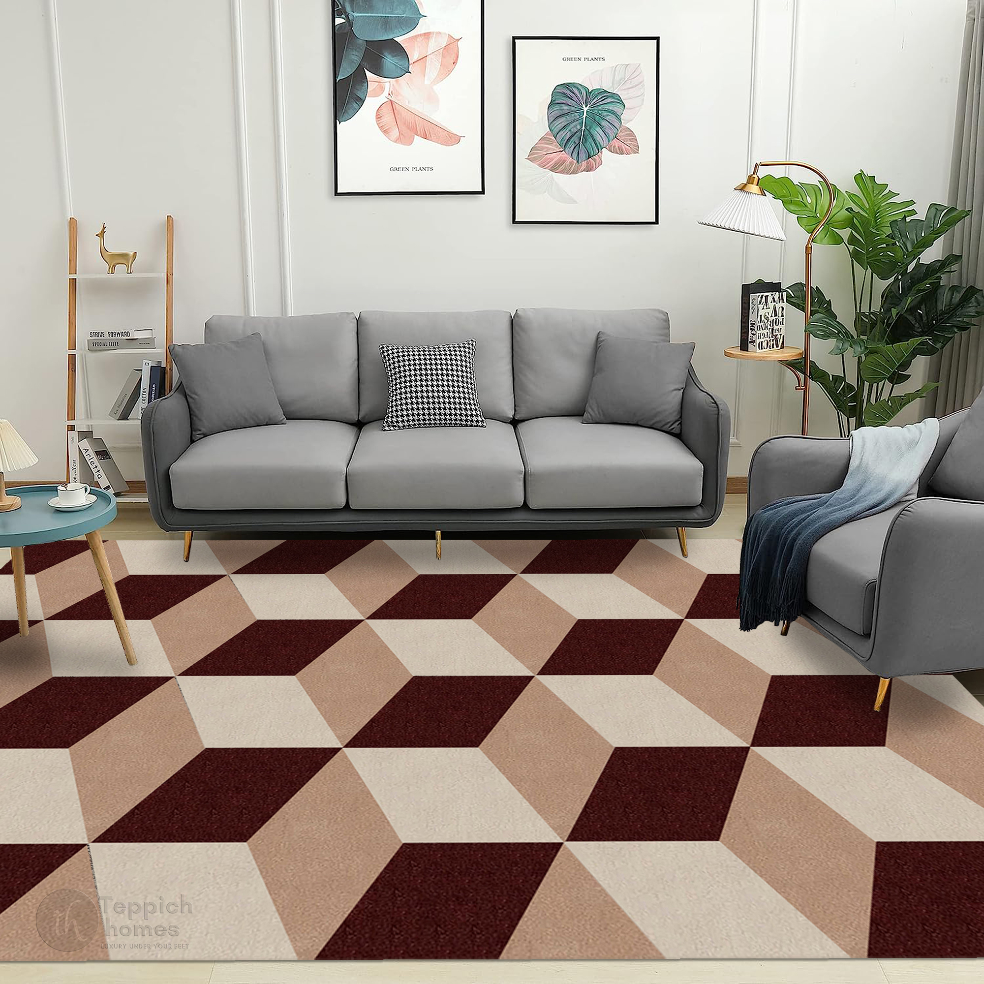 Geometric 3D Optical Cube Bedroom Area Rug 8x10