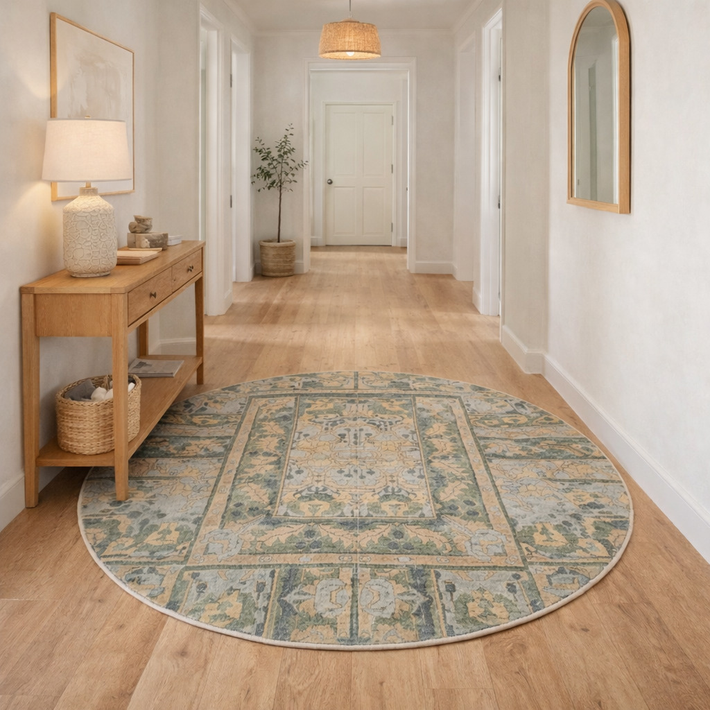 Custom Hand Knitted Green Wool Carpets Round Area Rugs 7x7 8x8 9x9 10x10 for Hallway Bedroom and Living Room Luxurious Woolen Carpets