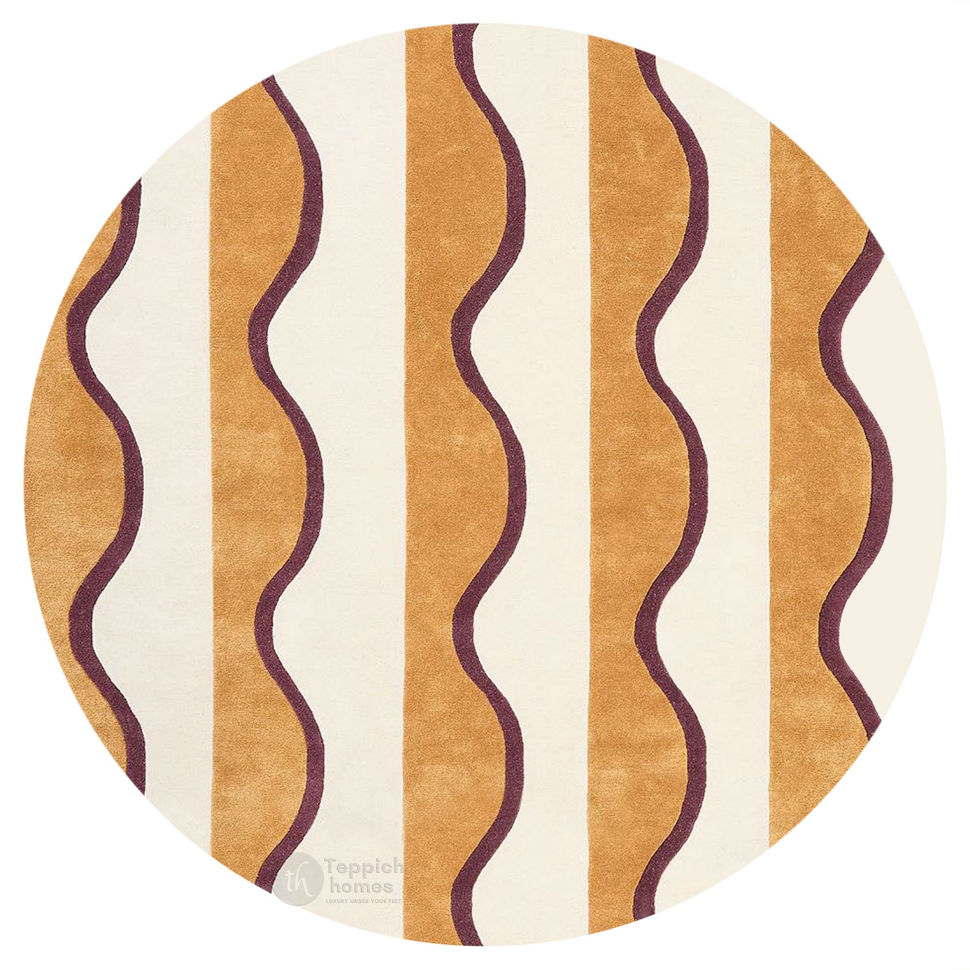 Ocean waves rug  Beige rug bedroom  Carpet 6x6  5x5 7x7 8x8 9x9  Round rug  Hand tufted  Living room Hallway