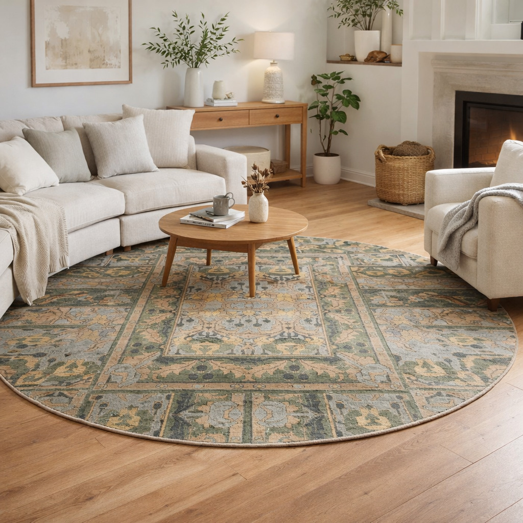 Custom Hand Knitted Green Wool Carpets Round Area Rugs 7x7 8x8 9x9 10x10 for Hallway Bedroom and Living Room Luxurious Woolen Carpets