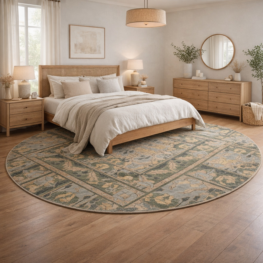 Custom Hand Knitted Green Wool Carpets Round Area Rugs 7x7 8x8 9x9 10x10 for Hallway Bedroom and Living Room Luxurious Woolen Carpets