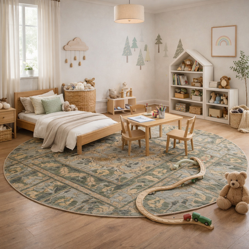 Custom Hand Knitted Green Wool Carpets Round Area Rugs 7x7 8x8 9x9 10x10 for Hallway Bedroom and Living Room Luxurious Woolen Carpets