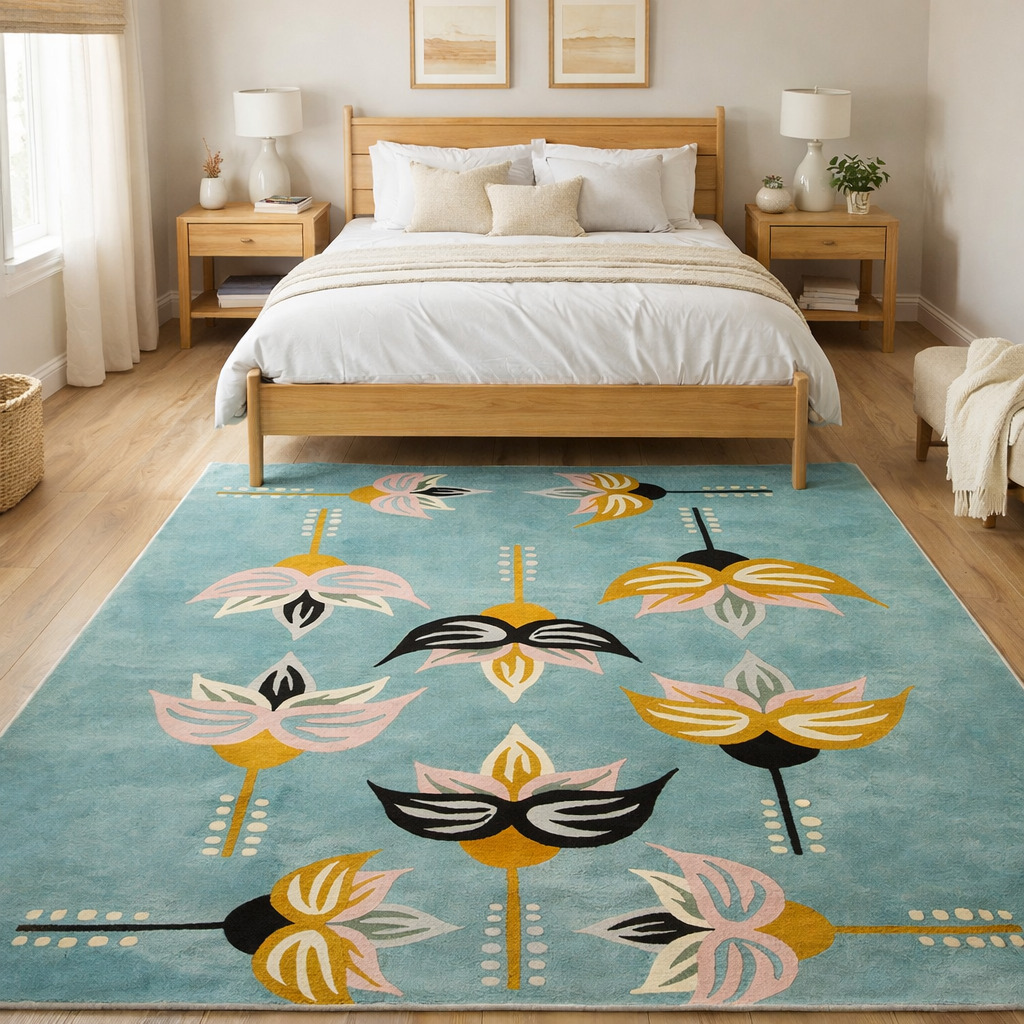 Bold Floral Art Deco Rug