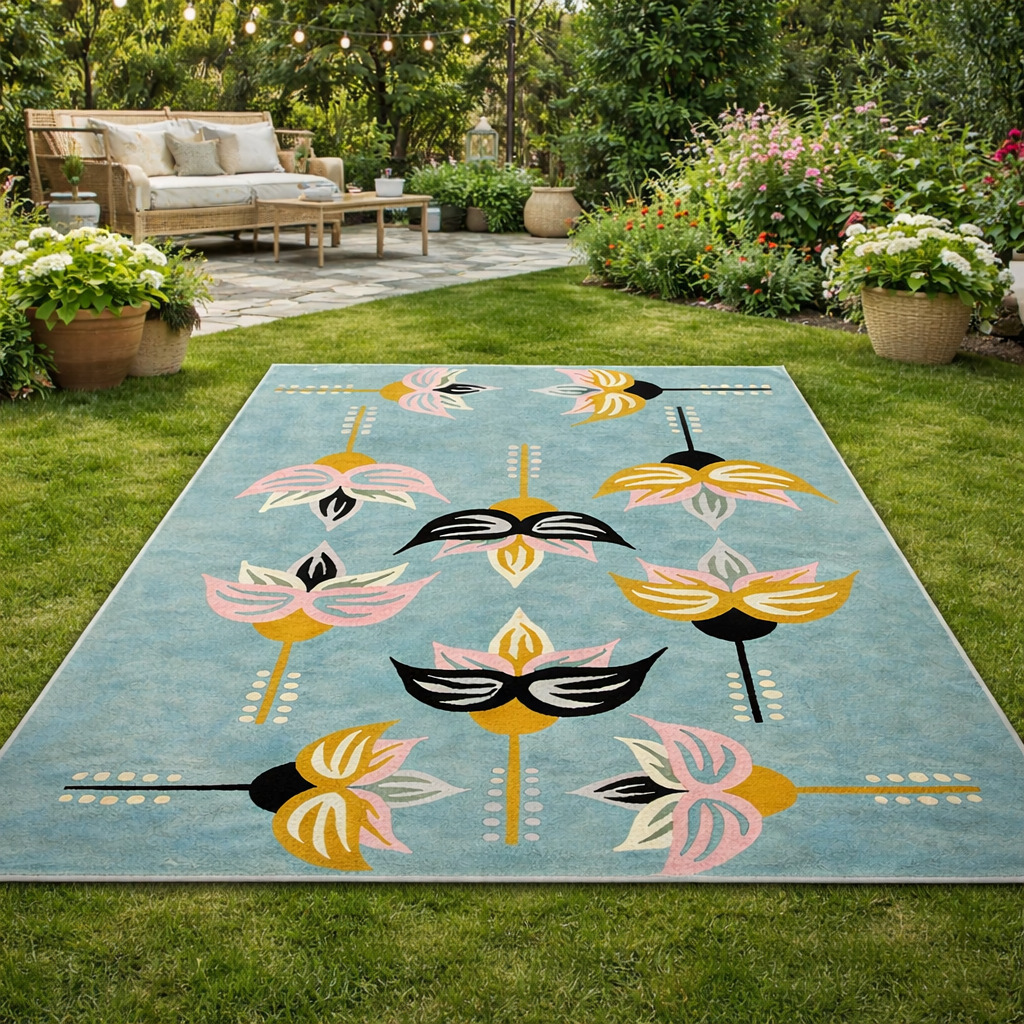 Bold Floral Art Deco Rug