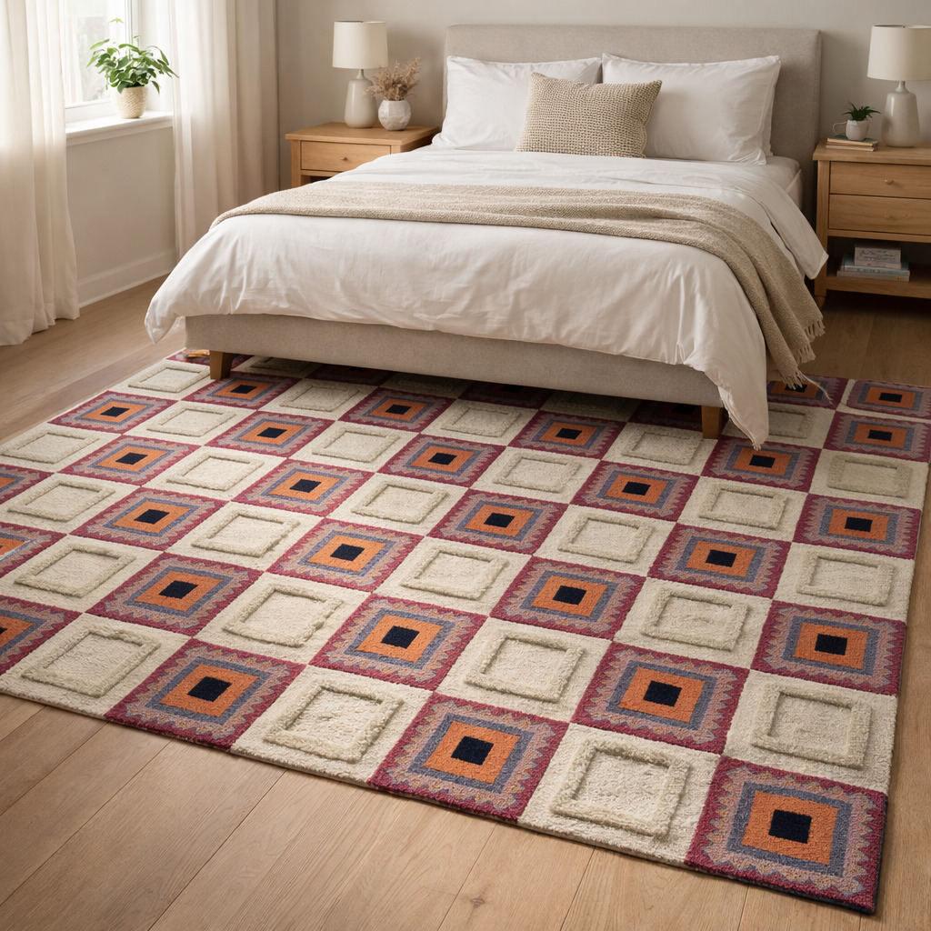 Hand Tufted 8x10 8x11 9x10 9x12 Tufte Cream Wool Area Rug Living Dinning Room