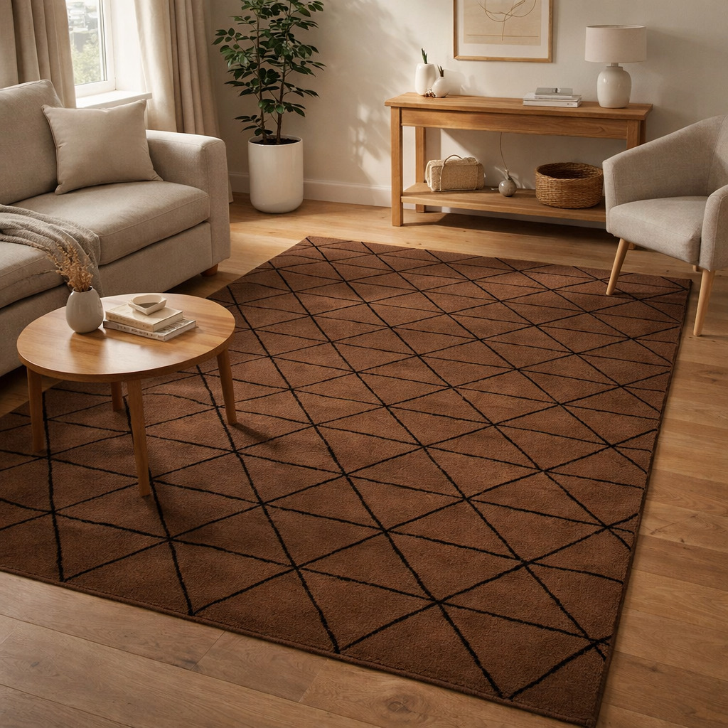 Hand Tufted Rectangle 5x7 5x8 6x8 6x9 Wool Area Rug Tufting Brown Color Bedroom