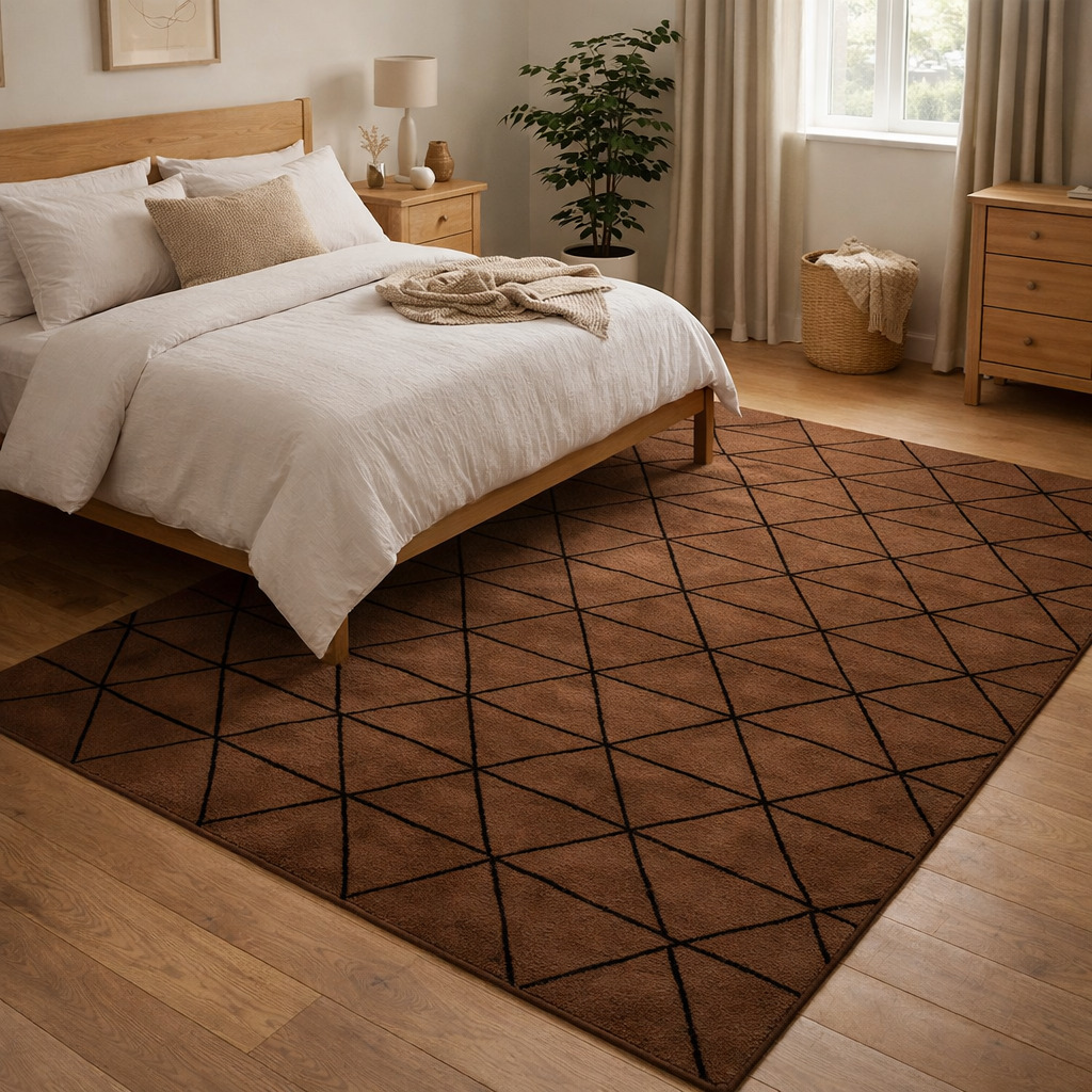 Hand Tufted Rectangle 5x7 5x8 6x8 6x9 Wool Area Rug Tufting Brown Color Bedroom