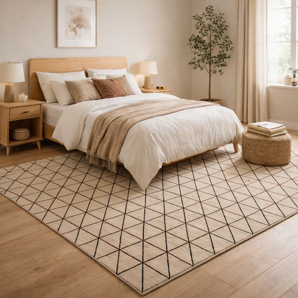 Contemporary Diamond Linework Rug