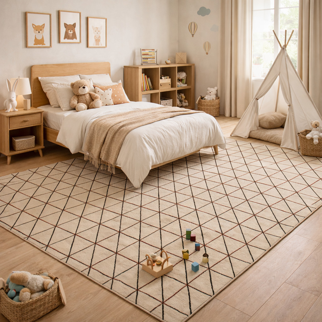 Contemporary Diamond Linework Rug
