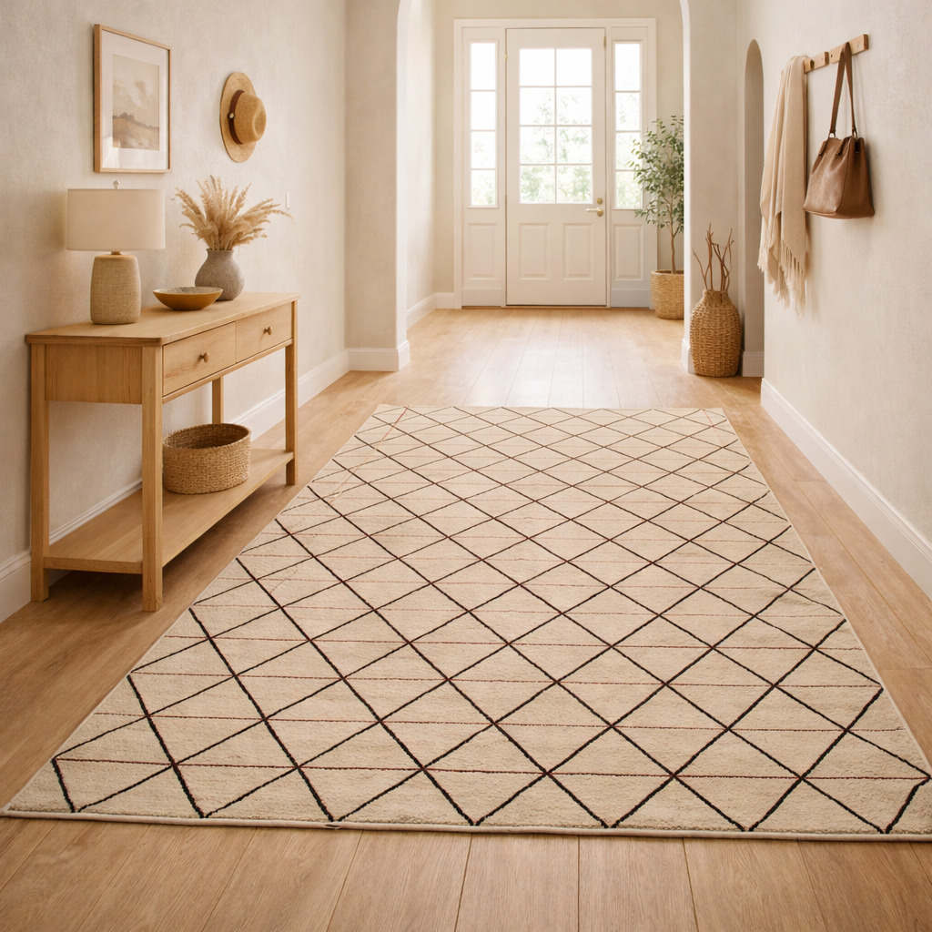 Contemporary Diamond Linework Rug