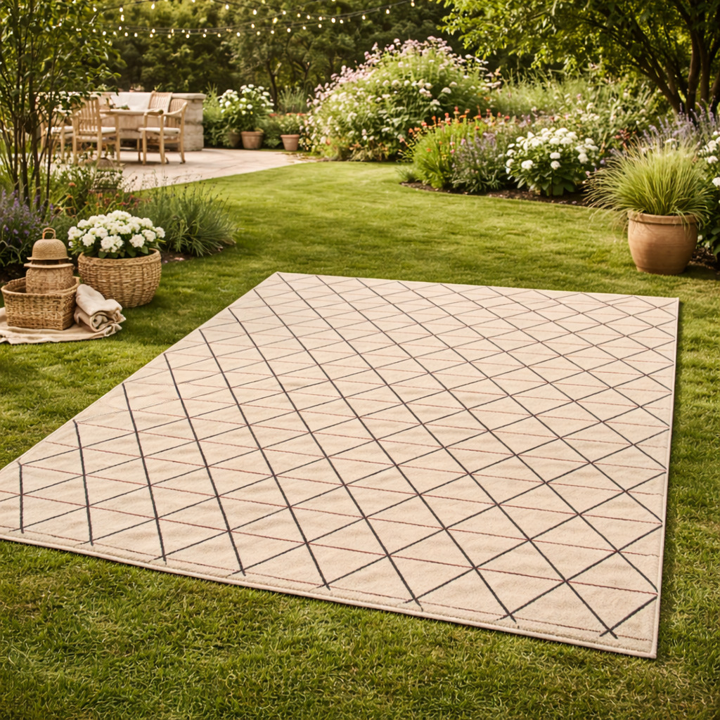 Contemporary Diamond Linework Rug