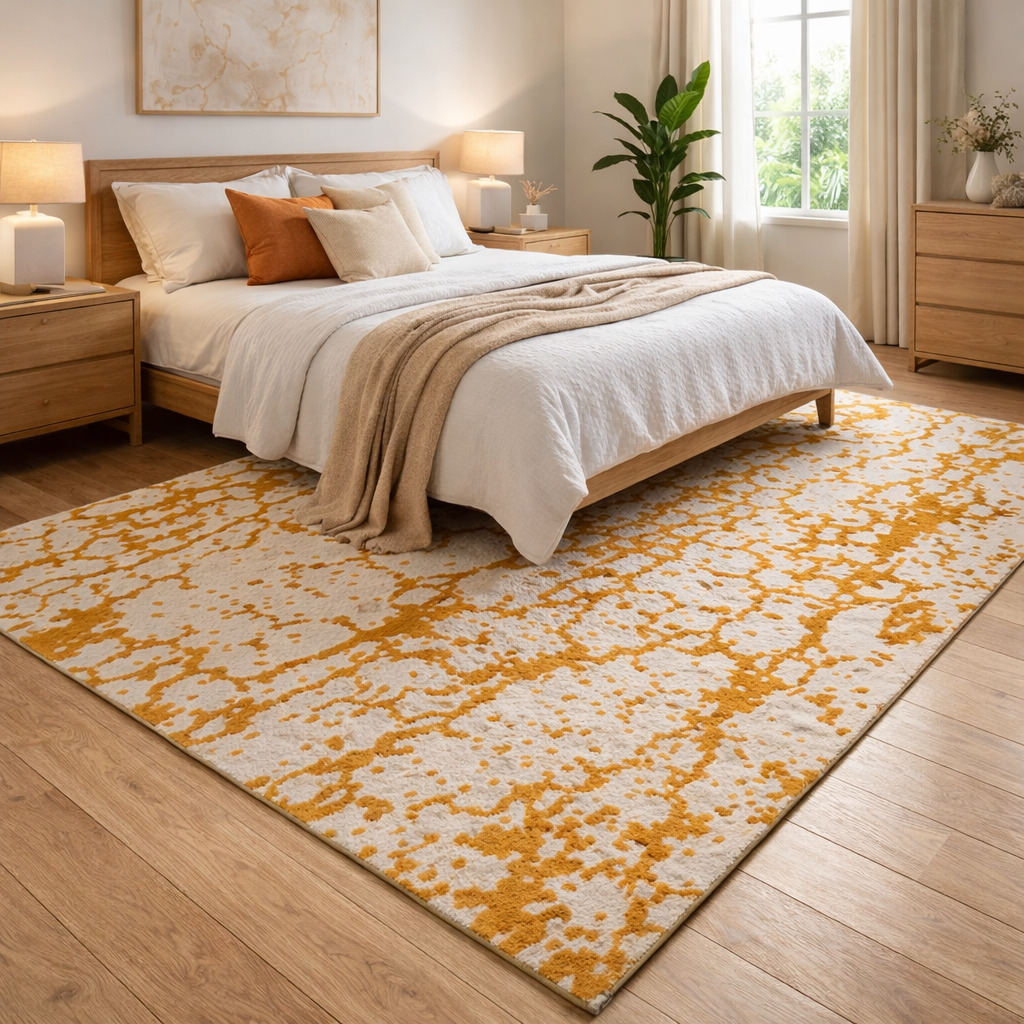 Hand Tufted Gold Area Rug Living 6x8 6x9 6x10 7x10 Handmade Living Room