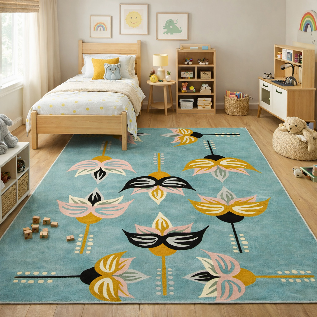 Bold Floral Art Deco Rug