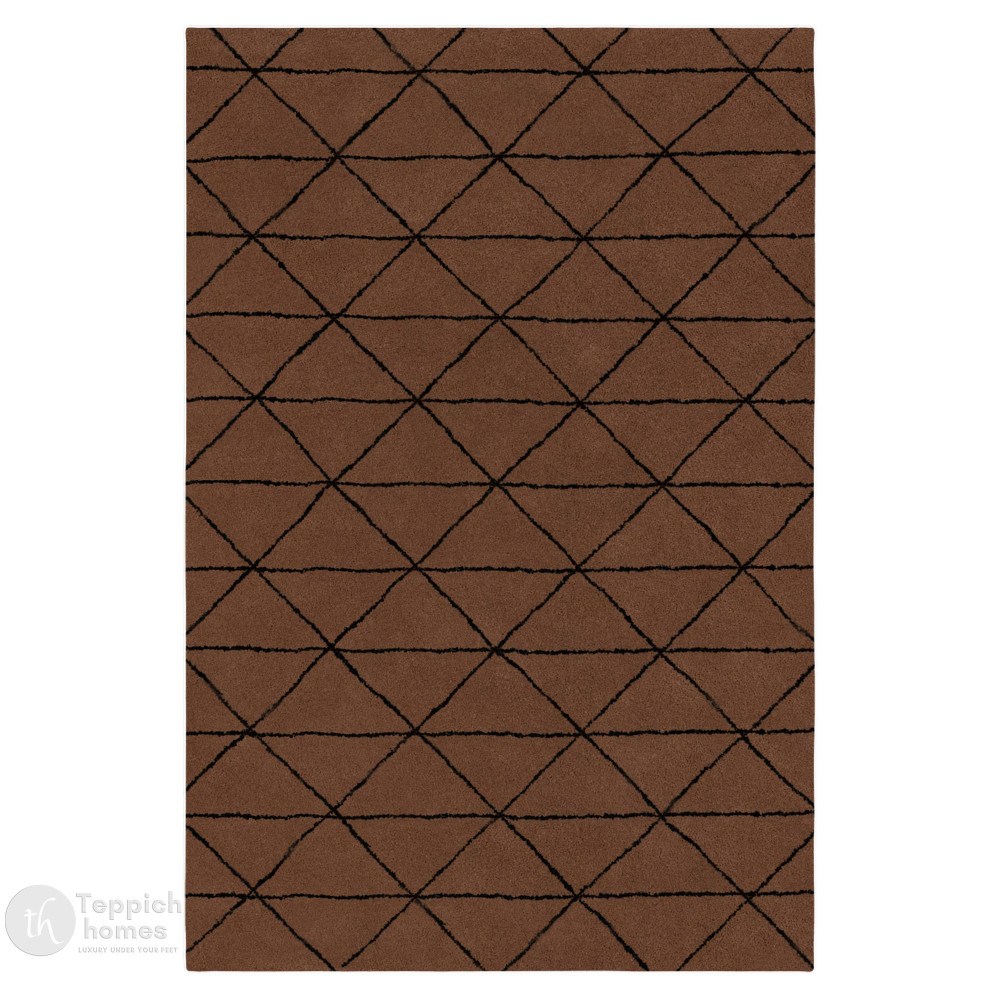 Image of Hand Tufted, Rectangle, 5x7, 5x8, 6x8, 6x9, Wool Area Rug, Tufting, Brown Color, Bedroom