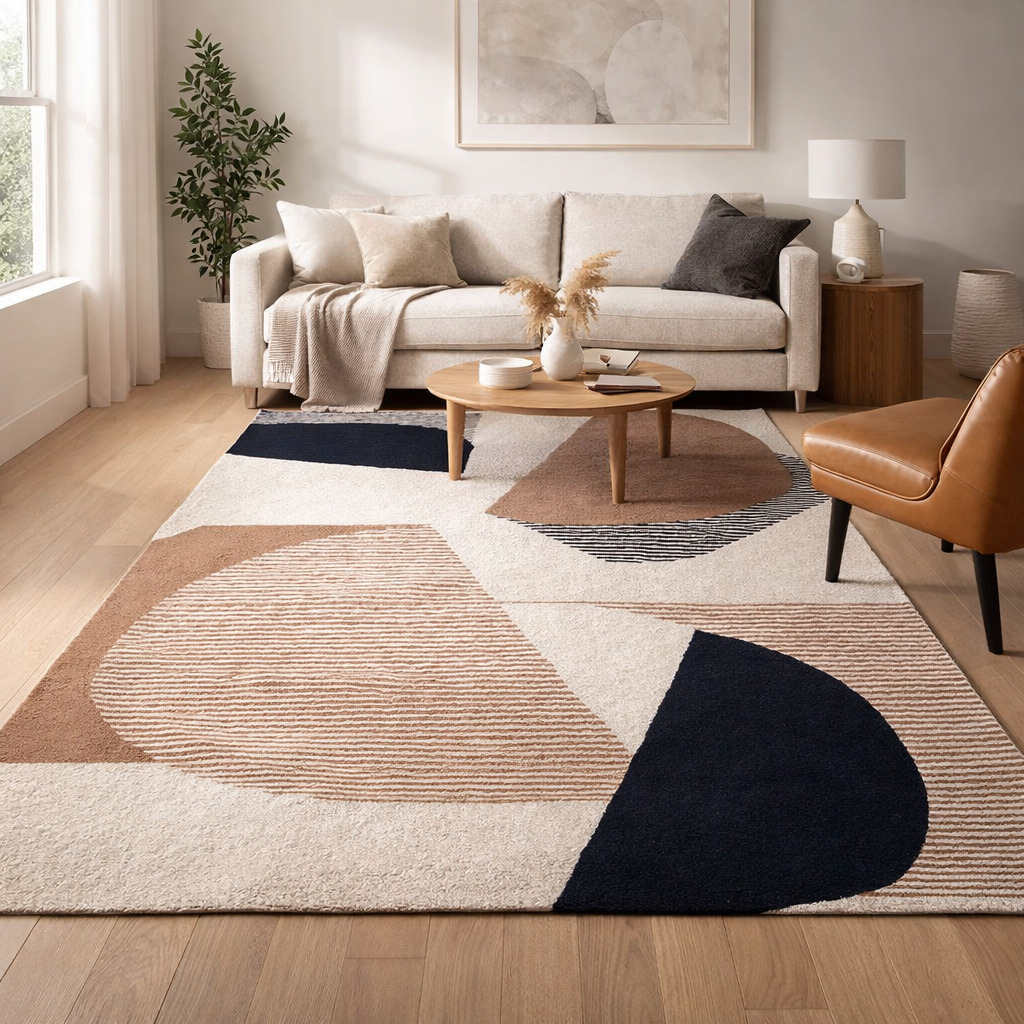 Artistic Hand Tufted Rug Earthy Geometry