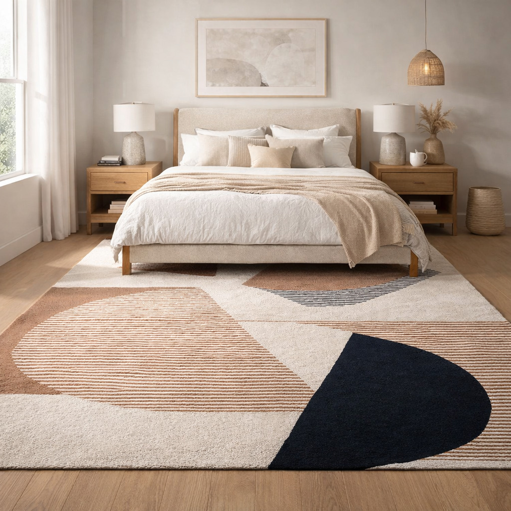 Artistic Hand Tufted Rug Earthy Geometry