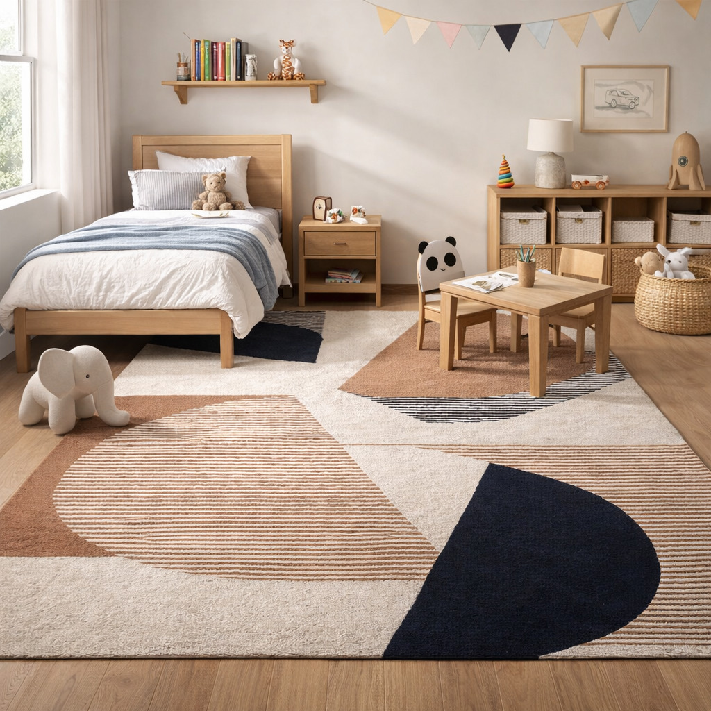 Artistic Hand Tufted Rug Earthy Geometry