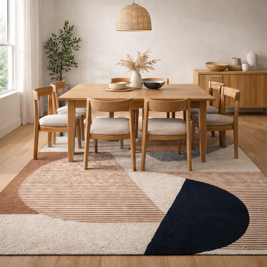 Artistic Hand Tufted Rug Earthy Geometry