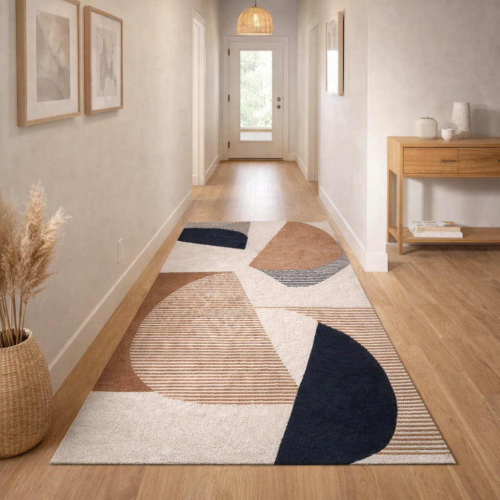 Artistic Hand Tufted Rug Earthy Geometry