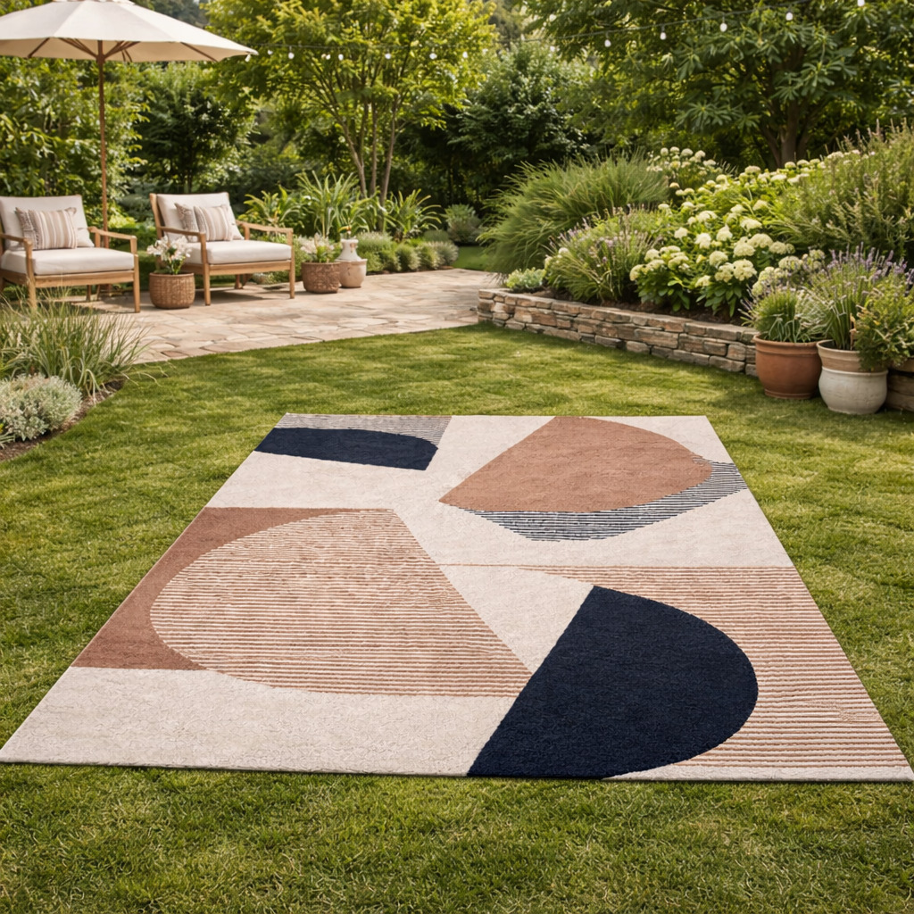 Artistic Hand Tufted Rug Earthy Geometry