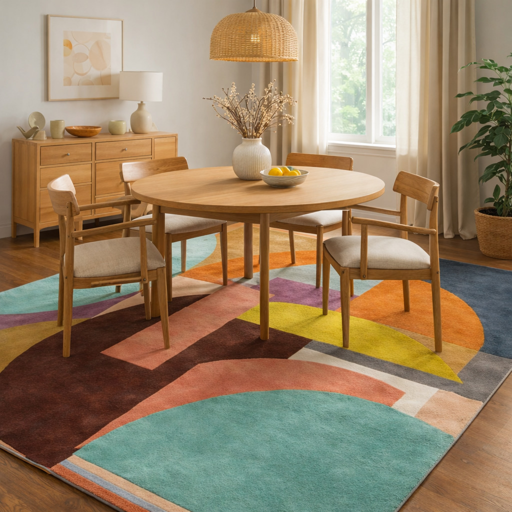 Hand-Tufted Persian  Arty Multicolor Wool Rug for Bedroom and Living Space