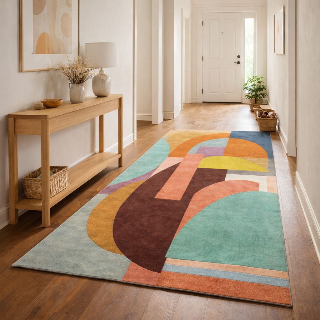 Hand-Tufted Persian  Arty Multicolor Wool Rug for Bedroom and Living Space