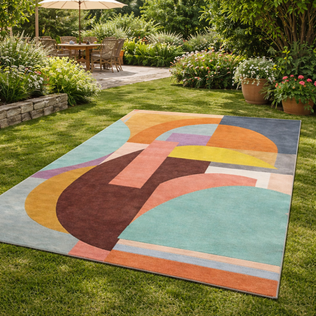 Hand-Tufted Persian  Arty Multicolor Wool Rug for Bedroom and Living Space