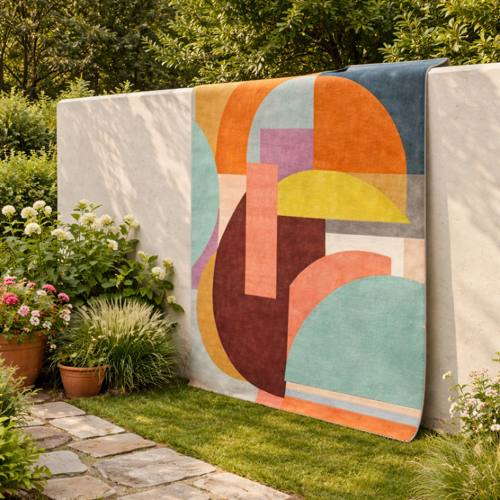 Hand-Tufted Persian  Arty Multicolor Wool Rug for Bedroom and Living Space