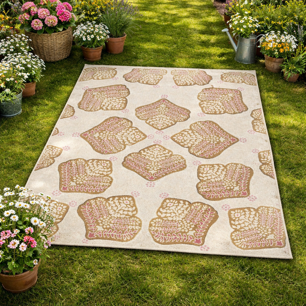Vintage Leaf Inspired Patterned Rug