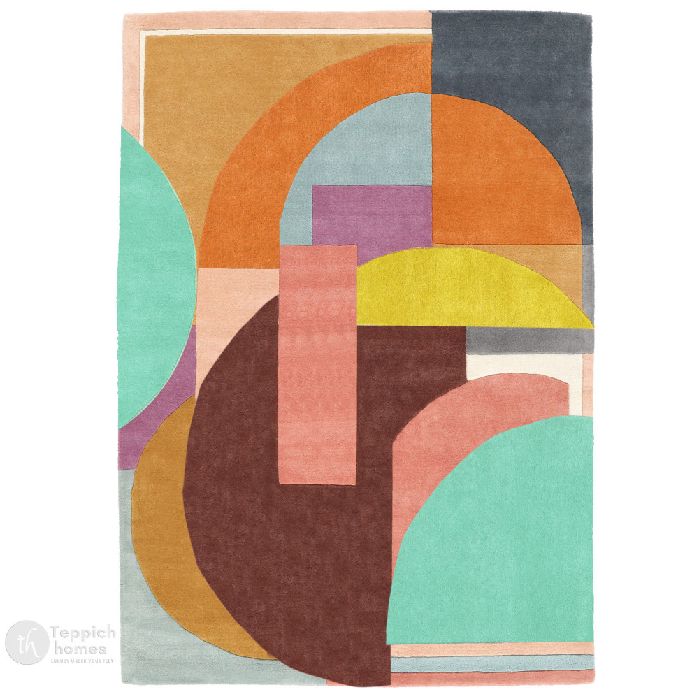 Image of Hand-Tufted Persian &amp; Arty Multicolor Wool Rug for Bedroom and Living Space