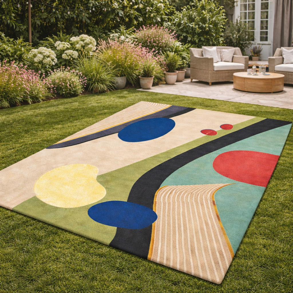 Handmade Tufted Multicolor Wool Rug for Bedroom and Living Space