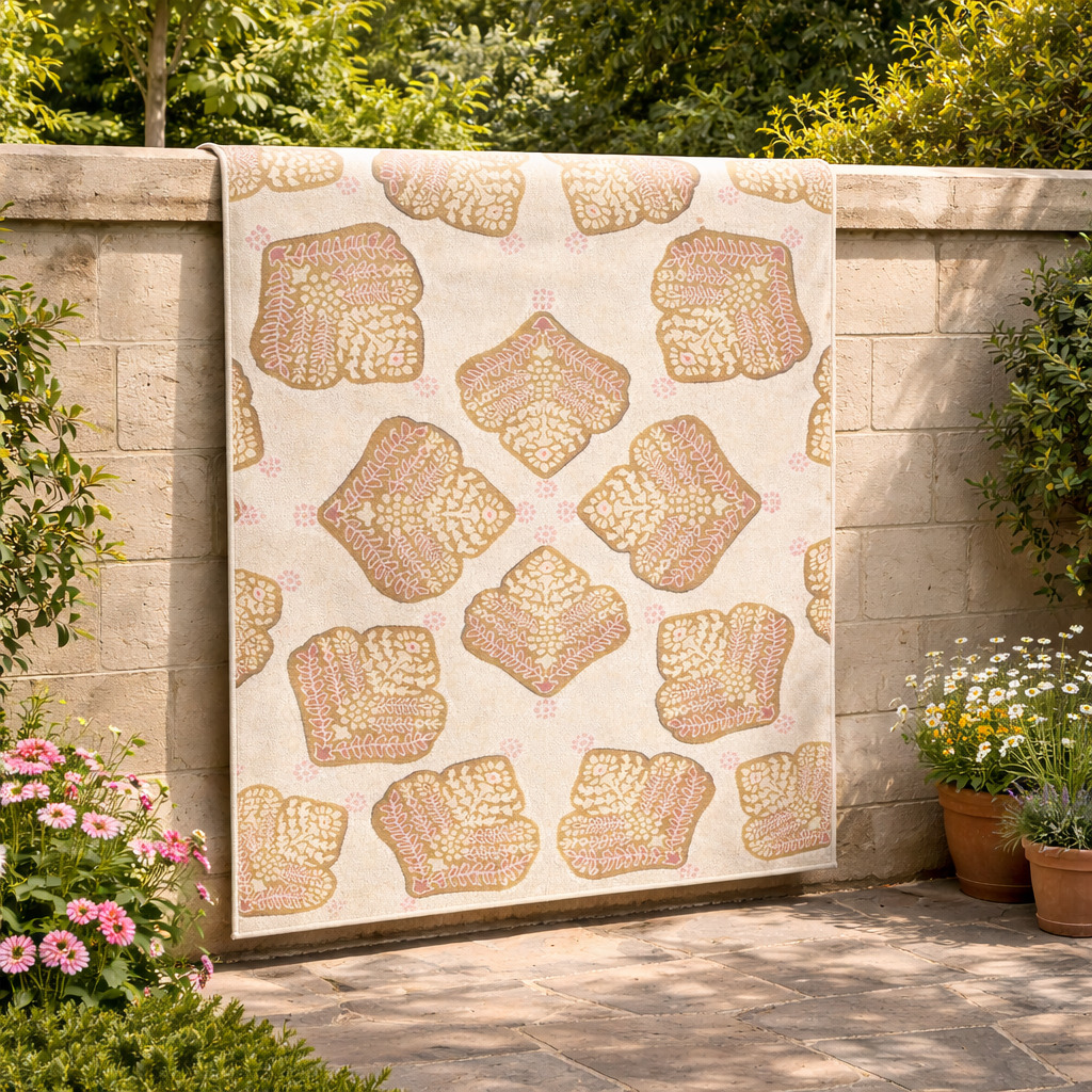 Vintage Leaf Inspired Patterned Rug