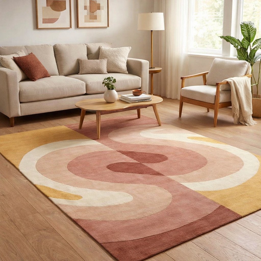 Handmade Tufted Pop Retro Rug for Bedroom and Living Space