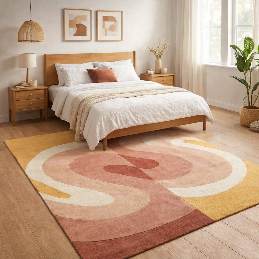 Handmade Tufted Pop Retro Rug for Bedroom and Living Space