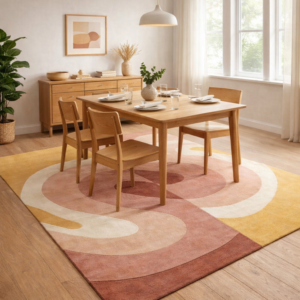 Handmade Tufted Pop Retro Rug for Bedroom and Living Space