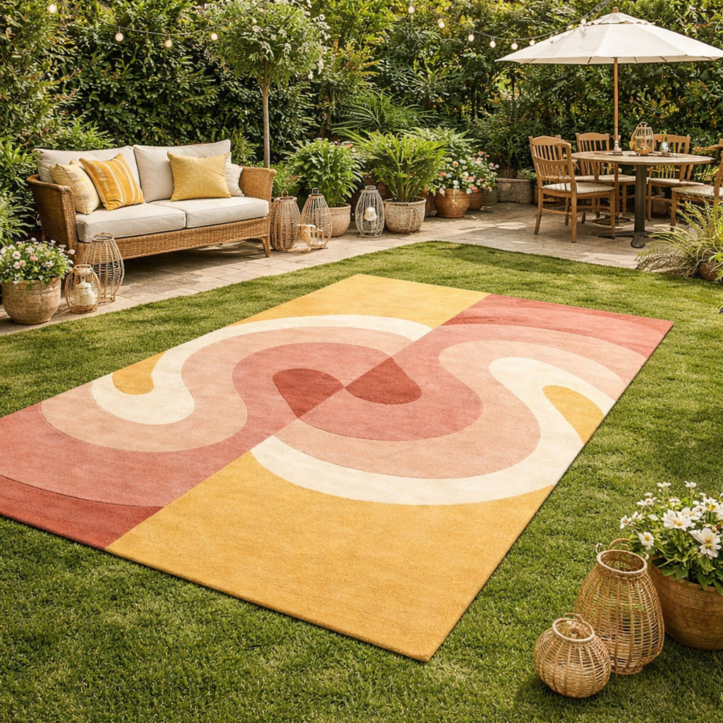 Handmade Tufted Pop Retro Rug for Bedroom and Living Space