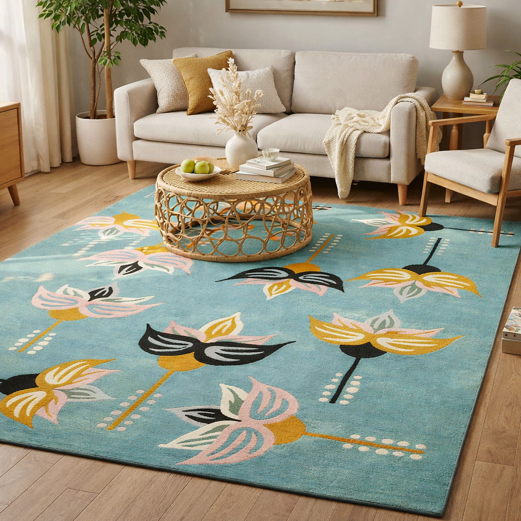 Bold Floral Art Deco Rug