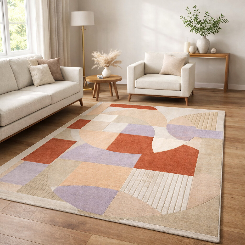 Bedroom area rugs 5x8  Geometric design  Woolen carpet 6x9  7x10 8x11 9x12 10x13  Tufted carpet  Handmade