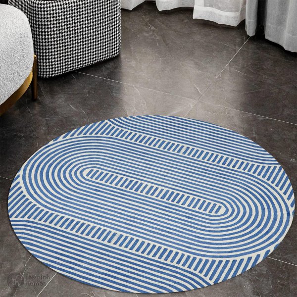 8x8 Blue Rug Round tufted rug | 8x8 Blue area rug | 5x5, 6x6, 7x7, 9x9 | Hand tufted ...