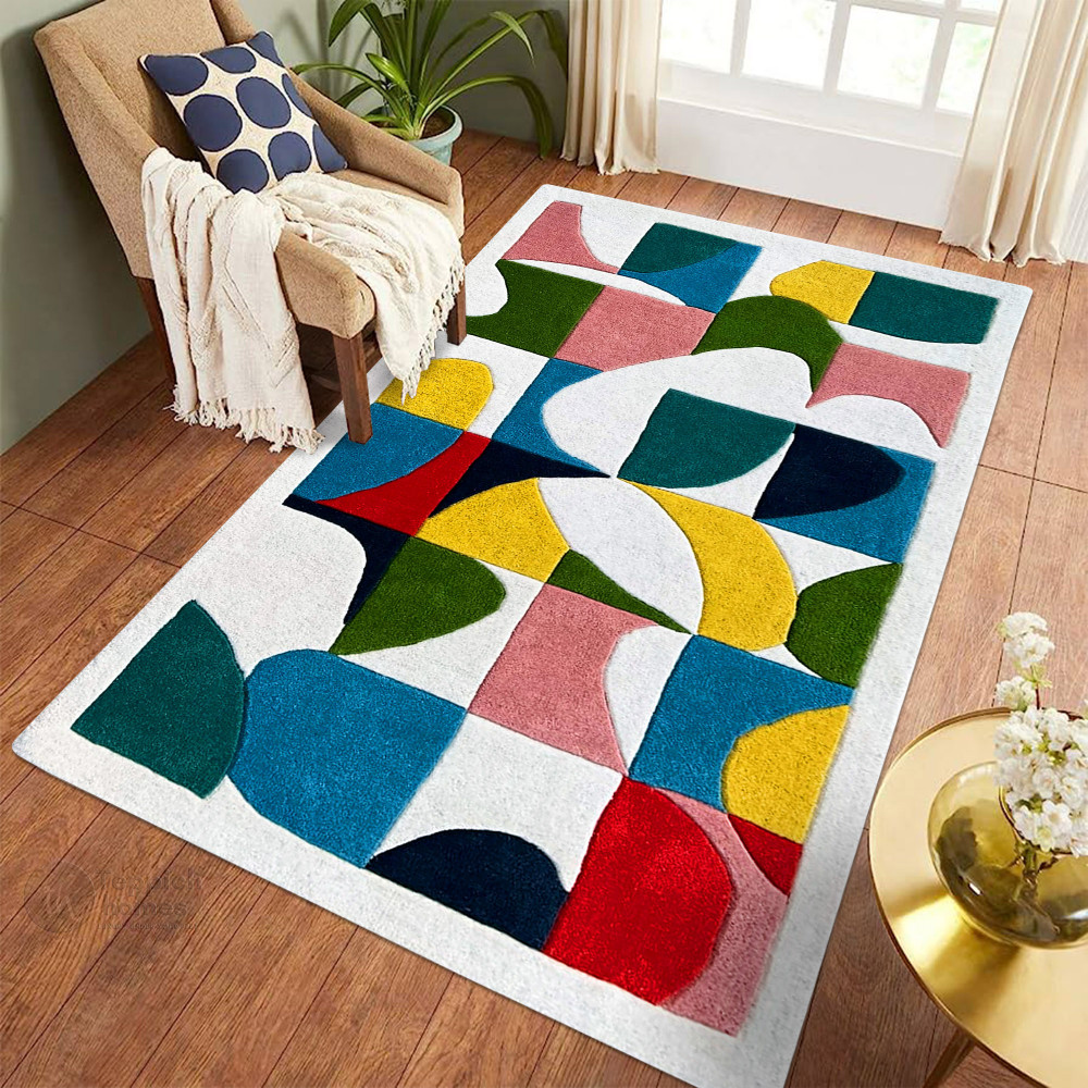 Contemporary Color Block Rug | Multicolor Rug
