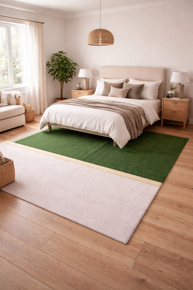 Image of Green Rug, Tufted Rug, 5x7, 5x8, 6x8, 6x9, Wool Area Rug, Bedroom, Living Room